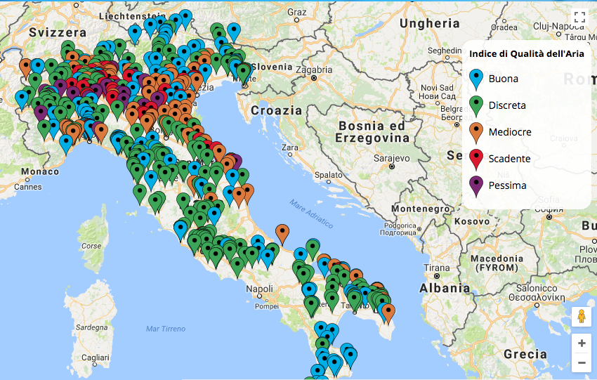 Da Pisa una app che mostra la qualità dell'aria in tutto il Paese in tempo  reale - Tecnomedicina